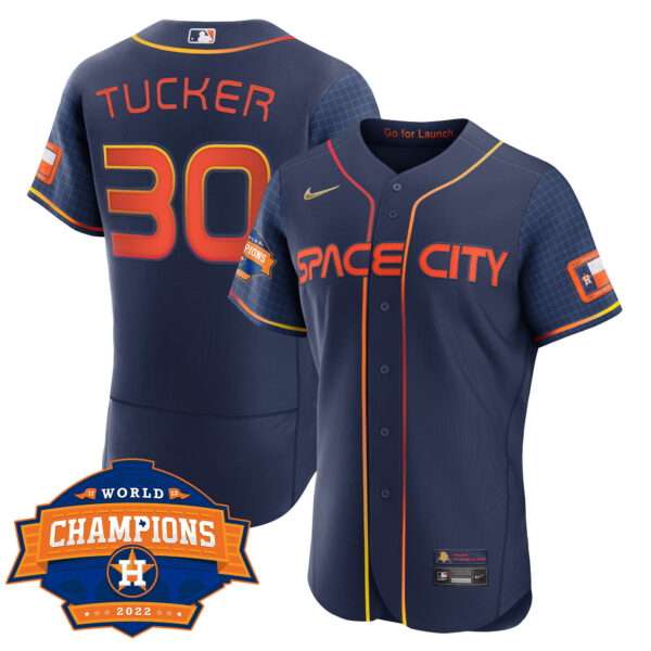 Youth’s Houston Astros Space City 2022 World Series Champions Patch Limited Jersey – All Stitched - Image 20