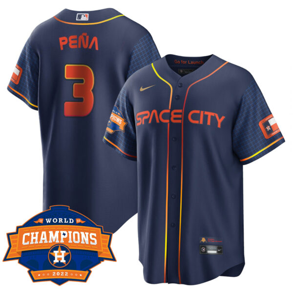 Youth’s Houston Astros Space City 2022 World Series Champions Patch Limited Jersey – All Stitched - Image 22