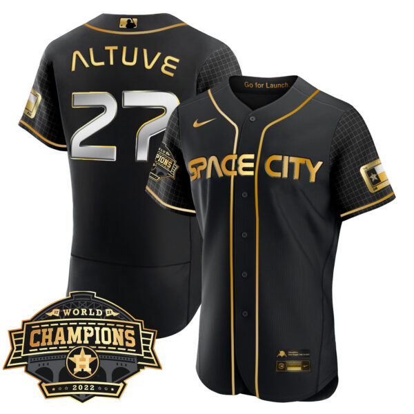 Youth’s Houston Astros Space City 2022 World Series Champions Patch Limited Jersey – All Stitched - Image 4