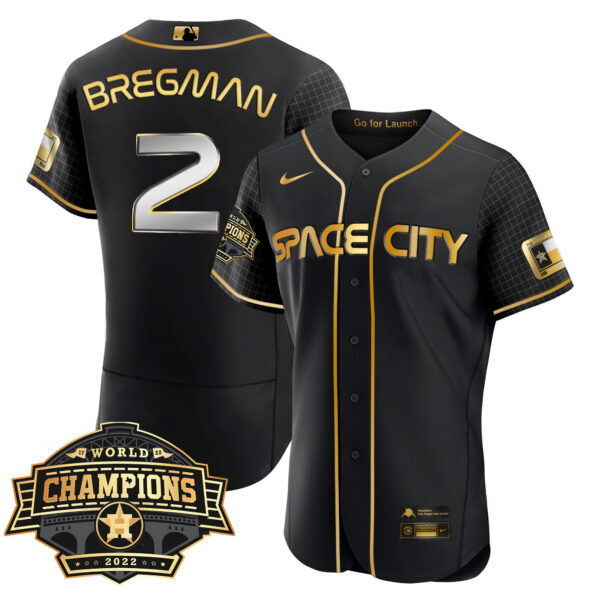 Youth’s Houston Astros Space City 2022 World Series Champions Patch Limited Jersey – All Stitched - Image 3