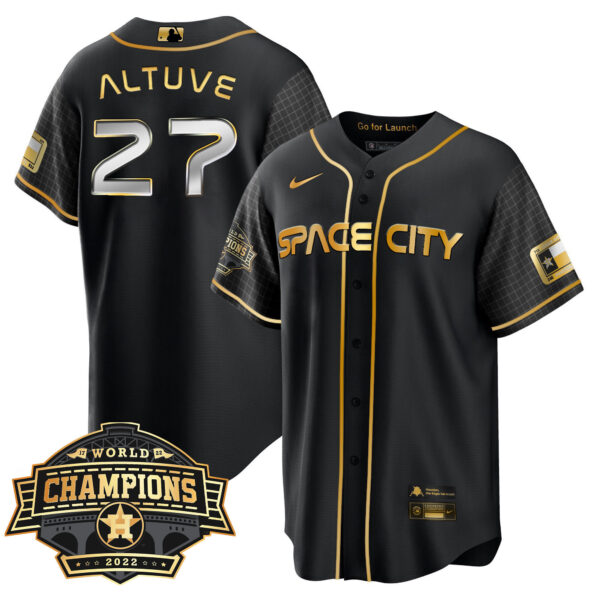 Youth’s Houston Astros Space City 2022 World Series Champions Patch Limited Jersey – All Stitched - Image 11
