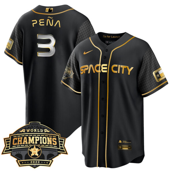 Youth’s Houston Astros Space City 2022 World Series Champions Patch Limited Jersey – All Stitched - Image 8