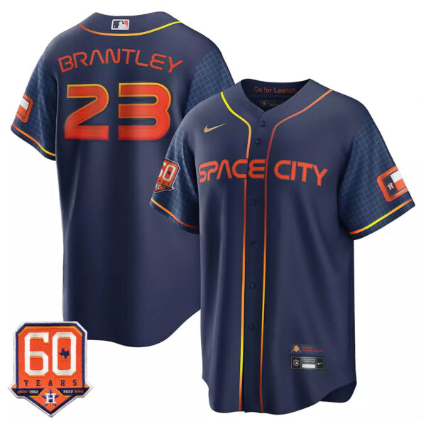 Houston Astros Cool Base 60th Anniversary Patch Space City Jersey - All Stitched - Image 5