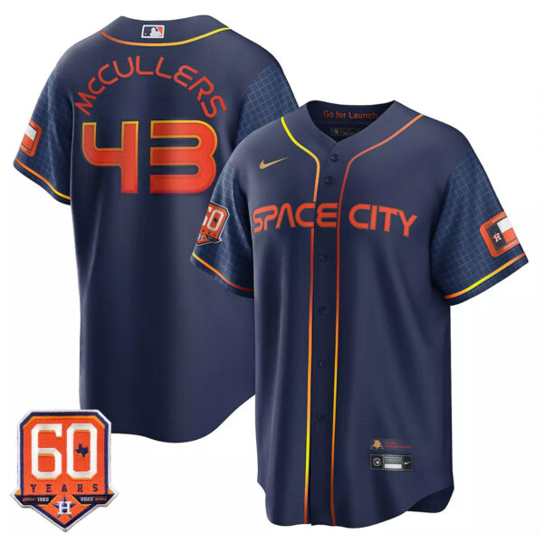 Houston Astros Cool Base 60th Anniversary Patch Space City Jersey - All Stitched - Image 4
