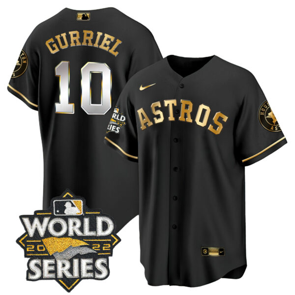 Yuli Gurriel Houston Astros 2022 World Series Black Gold Jersey Limited - All Stitched - Image 2