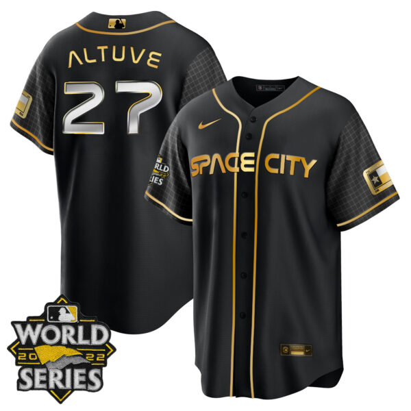 Women's Houston Astros Space City Gold 2022 World Series Jersey – All Stitched - Image 10