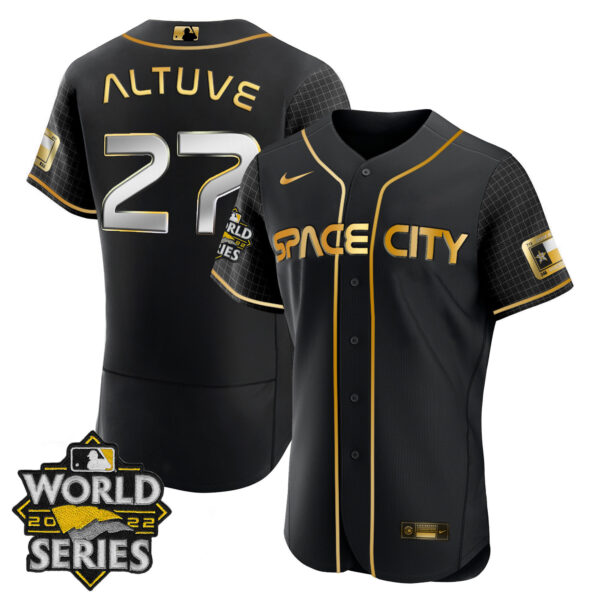 Women's Houston Astros Space City Gold 2022 World Series Jersey – All Stitched - Image 4