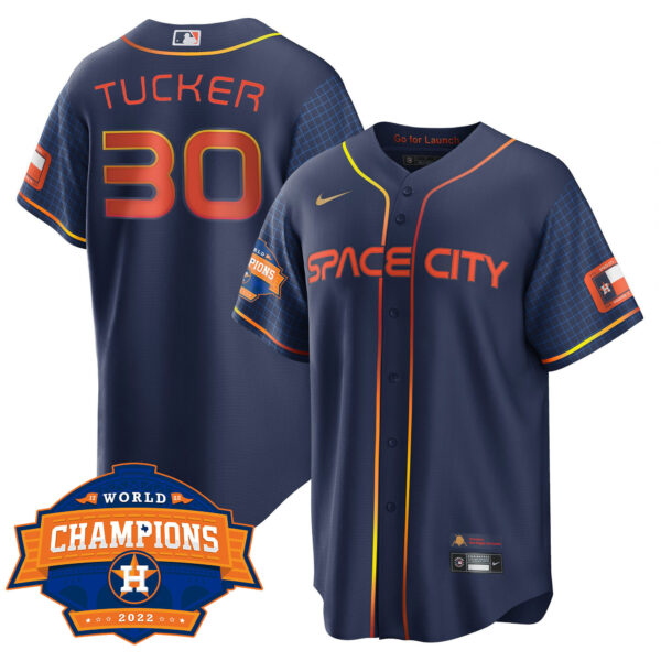 Men's Houston Astros Space City 2022 World Series Champions Patch Limited Jersey – All Stitched - Image 27