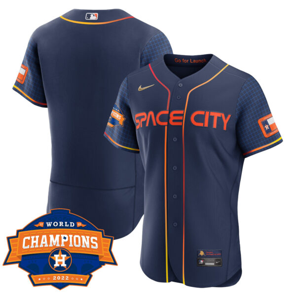 Men's Houston Astros Space City 2022 World Series Champions Patch Limited Jersey – All Stitched - Image 21