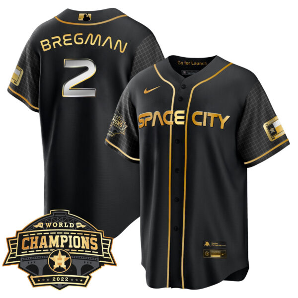 Men's Houston Astros Space City 2022 World Series Champions Patch Limited Jersey – All Stitched - Image 10