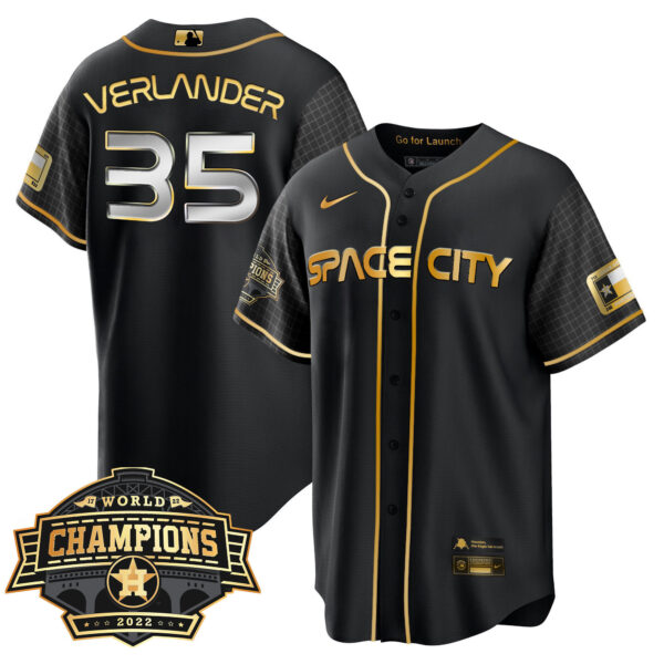 Men's Houston Astros Space City 2022 World Series Champions Patch Limited Jersey – All Stitched - Image 12
