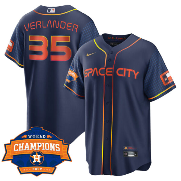 Men's Houston Astros Space City 2022 World Series Champions Patch Limited Jersey – All Stitched - Image 26