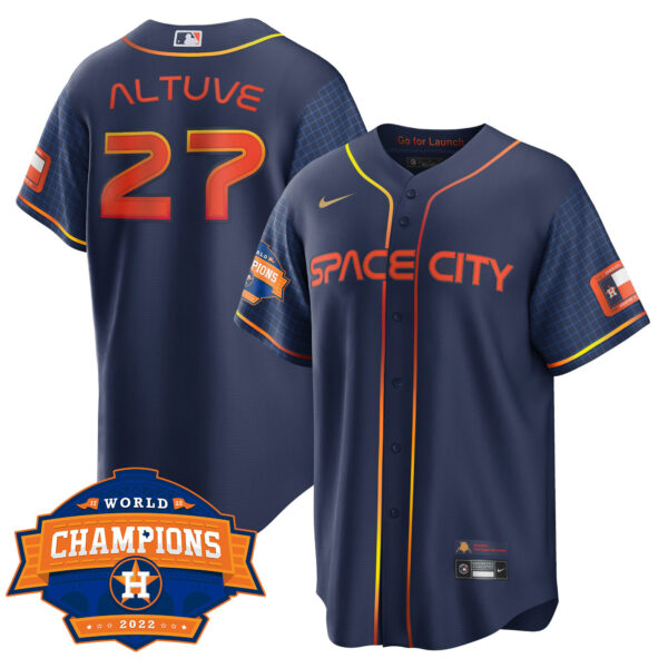Youth's Houston Astros 2022 World Series Champions Patch Limited Jersey - All Stitched - Image 24