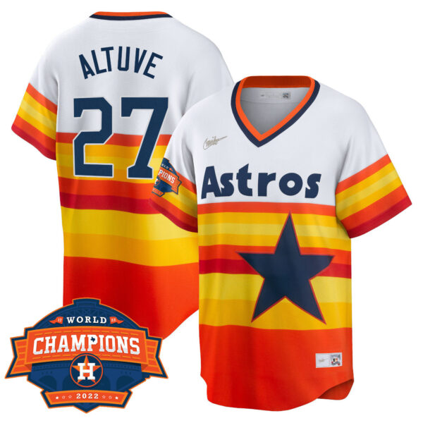 Houston Astros 2022 Champions Limited White Home Cooperstown Collection Player Jersey - All Stitched - Image 3