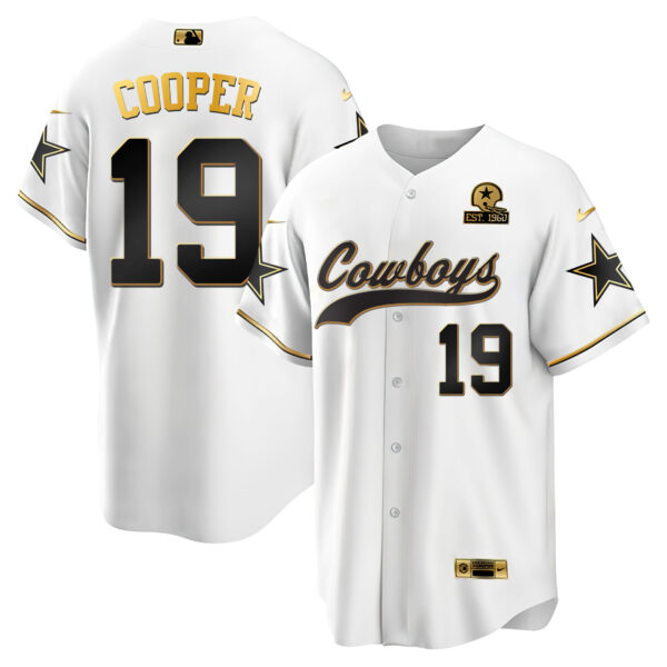 Cowboys Baseball White Gold Jersey - All Stitched - Image 3