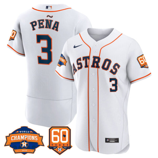 Men's Houston Astros 2022 World Series Champions & 60th Anniversary Patch Jersey – All Stitched - Image 15