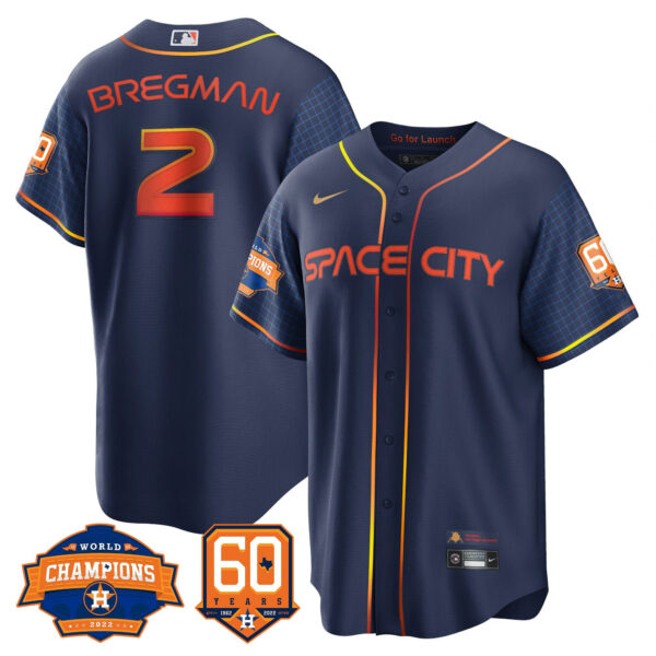 Men's Houston Astros 2022 World Series Champions & 60th Anniversary Patch Jersey – All Stitched - Image 37