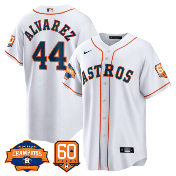 Men's Houston Astros 2022 World Series Champions & 60th Anniversary Patch Jersey – All Stitched - Image 25