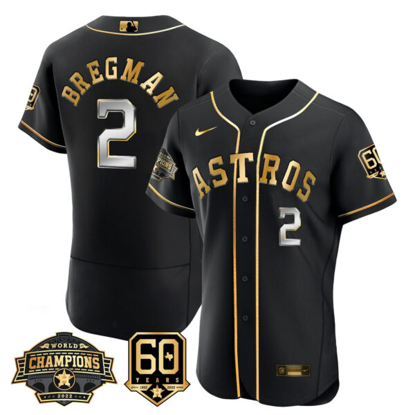 Men's Houston Astros 2022 World Series Champions & 60th Anniversary Patch Jersey – All Stitched - Image 2