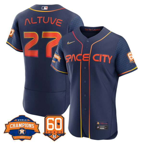 Men's Houston Astros 2022 World Series Champions & 60th Anniversary Patch Jersey – All Stitched - Image 31