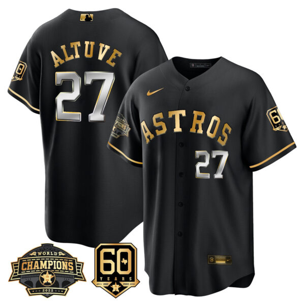 Men's Houston Astros 2022 World Series Champions & 60th Anniversary Patch Jersey – All Stitched - Image 10