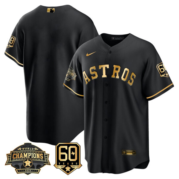 Men's Houston Astros 2022 World Series Champions & 60th Anniversary Patch Jersey – All Stitched - Image 14