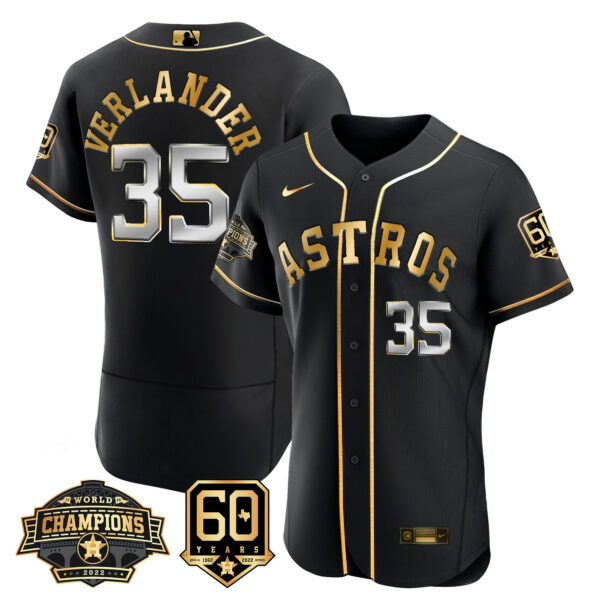 Men's Houston Astros 2022 World Series Champions & 60th Anniversary Patch Jersey – All Stitched - Image 5