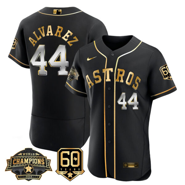 Men's Houston Astros 2022 World Series Champions & 60th Anniversary Patch Jersey – All Stitched - Image 4