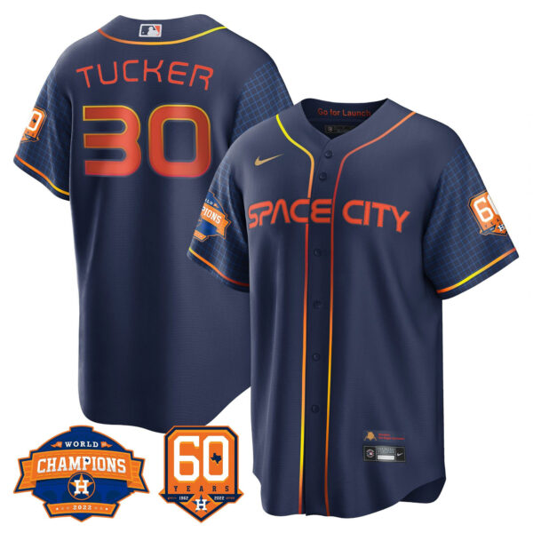 Men's Houston Astros 2022 World Series Champions & 60th Anniversary Patch Jersey – All Stitched - Image 41