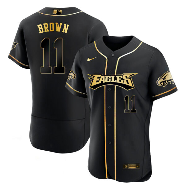 Men's Eagles Baseball White Gold & Black Gold - All Stitched - Image 6