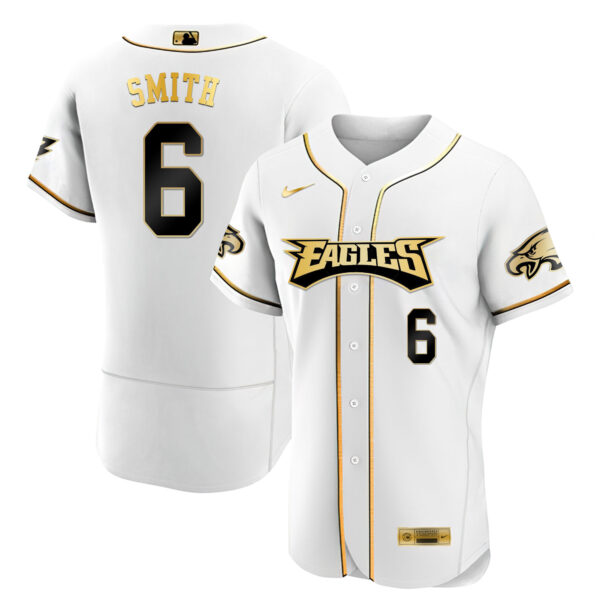 Men's Eagles Baseball White Gold & Black Gold - All Stitched - Image 10