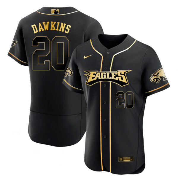 Men's Eagles Baseball White Gold & Black Gold - All Stitched - Image 5
