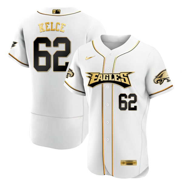 Men's Eagles Baseball White Gold & Black Gold - All Stitched - Image 15