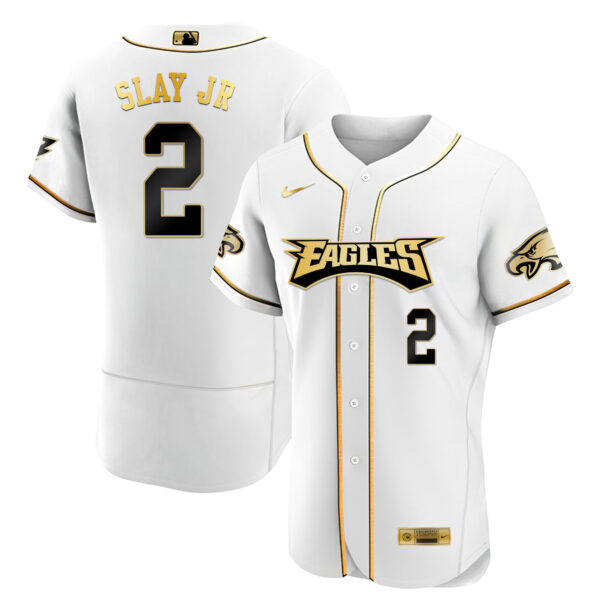 Men's Eagles Baseball White Gold & Black Gold - All Stitched - Image 16