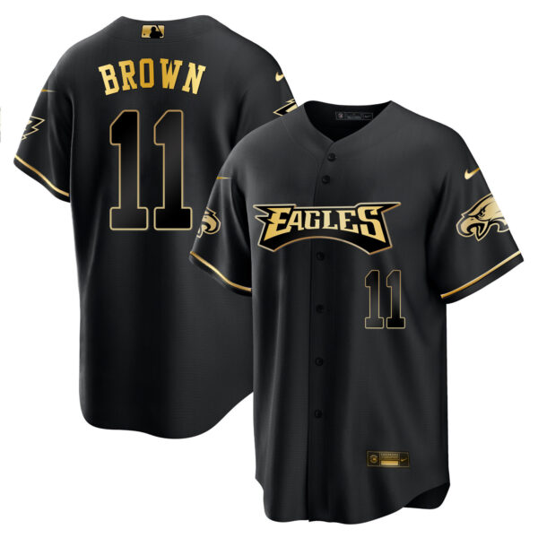 Men's Eagles Baseball White Gold & Black Gold - All Stitched - Image 22