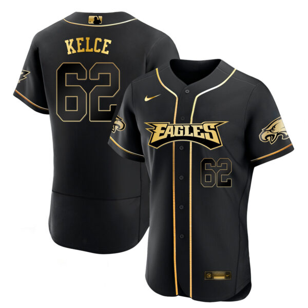 Men's Eagles Baseball White Gold & Black Gold - All Stitched - Image 7