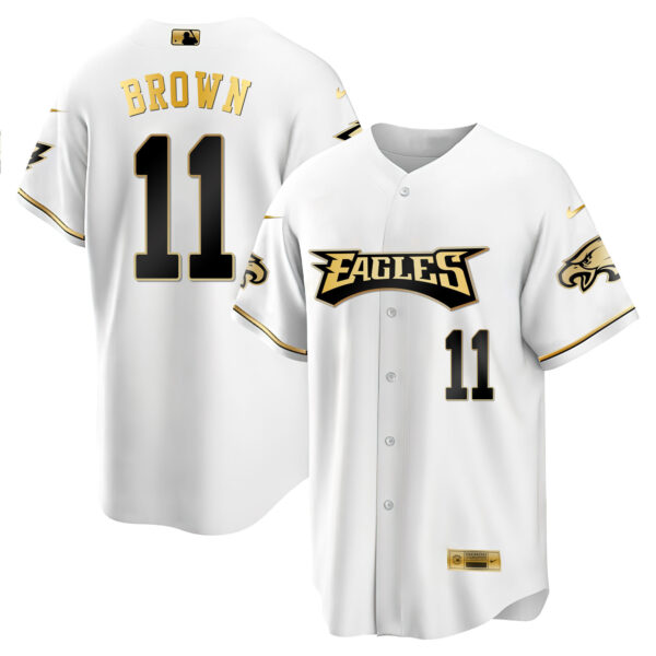 Men's Eagles Baseball White Gold & Black Gold - All Stitched - Image 30