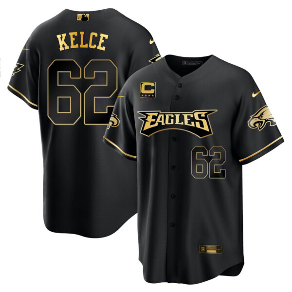 Men's Eagles Baseball White Gold & Black Gold - All Stitched - Image 23