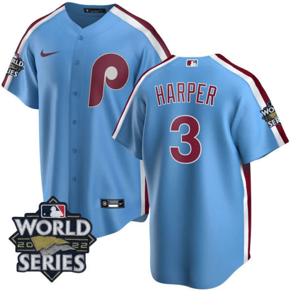Men's Philadelphia Phillies Cooperstown 2022 World Series Patch Jersey - All Stitched - Image 4