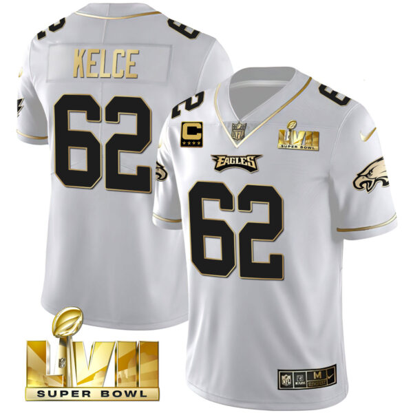 Youth's Eagles Super Bowl Vapor Gold Jersey - All Stitched - Image 16