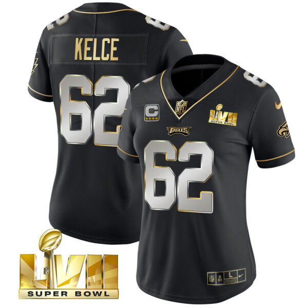Women's Eagles Super Bowl LVII Gold Vapor Jersey - All Stitched - Image 7