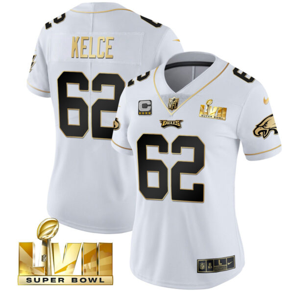 Women's Eagles Super Bowl LVII Gold Vapor Jersey - All Stitched - Image 16