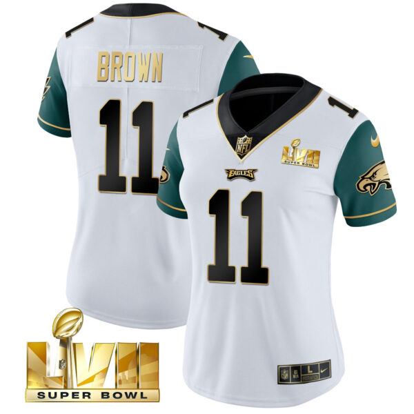 Women's Eagles Super Bowl LVII Gold Vapor Jersey - All Stitched - Image 60