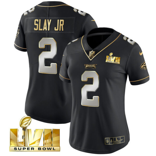 Women's Eagles Super Bowl LVII Gold Vapor Jersey - All Stitched - Image 8