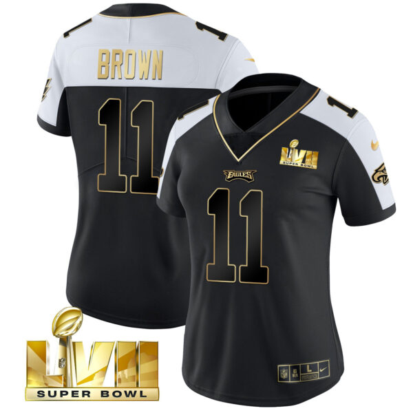 Women's Eagles Super Bowl LVII Gold Vapor Jersey - All Stitched - Image 33