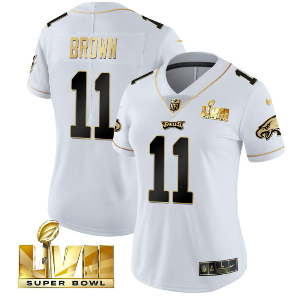 Women's Eagles Super Bowl LVII Gold Vapor Jersey - All Stitched - Image 15
