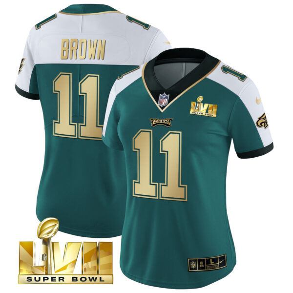 Women's Eagles Super Bowl LVII Gold Vapor Jersey - All Stitched - Image 51