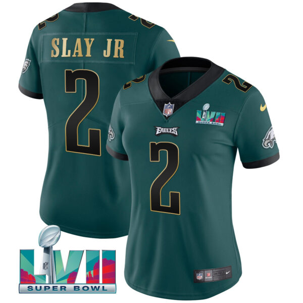 Women's Eagles Super Bowl LVII Gold Trim Jersey - All Stitched - Image 8