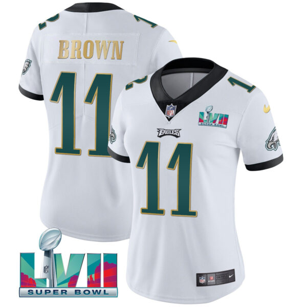 Women's Eagles Super Bowl LVII Gold Trim Jersey - All Stitched - Image 24
