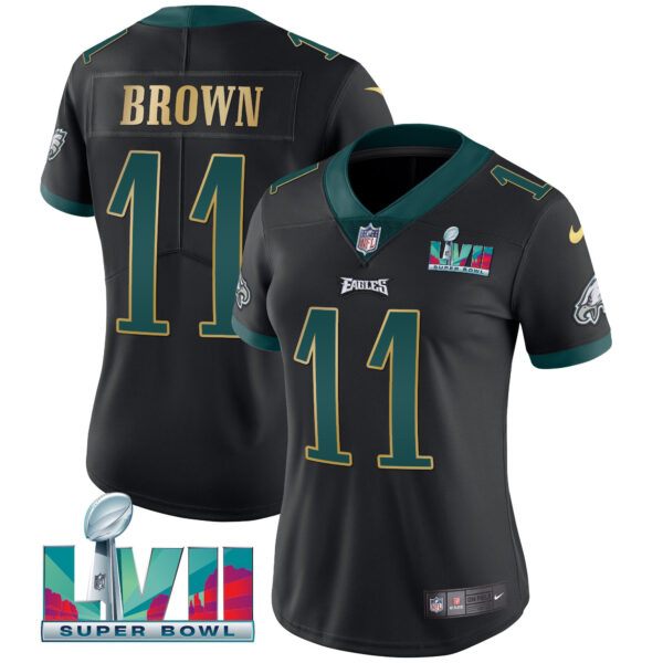 Women's Eagles Super Bowl LVII Gold Trim Jersey - All Stitched - Image 15